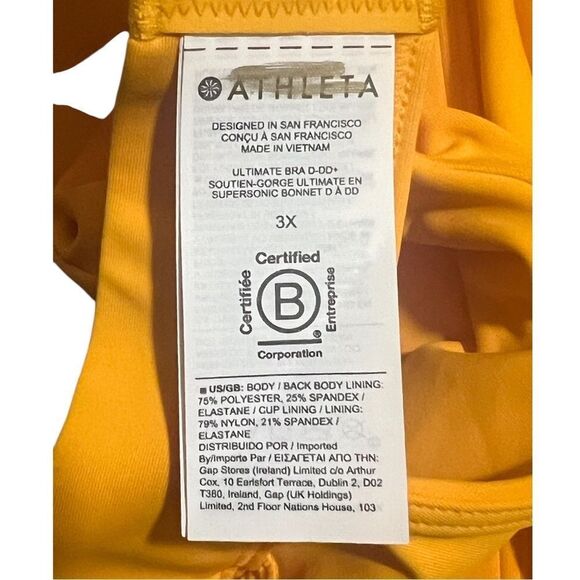 Athleta Plus Size Ultimate Bra Golden Yellow 3X D-DD Cup Sports NWOT - Picture 7 of 8